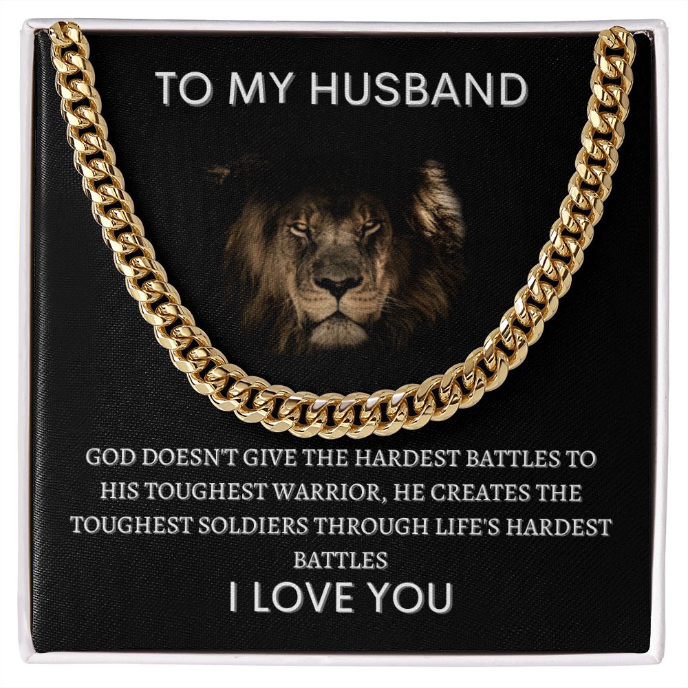 To My Husband Lion Cuban Link Chain Gift 🦁⛓️❤️