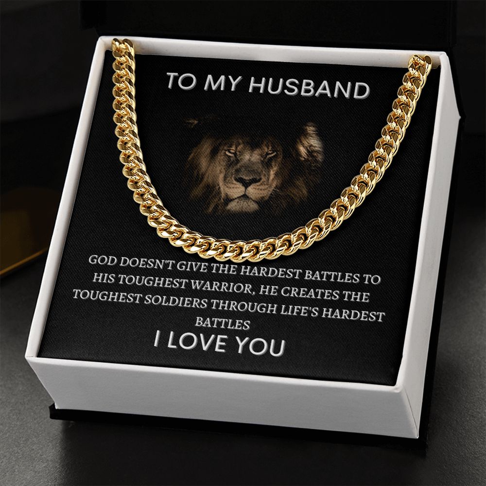 To My Husband Lion Cuban Link Chain Gift 🦁⛓️❤️