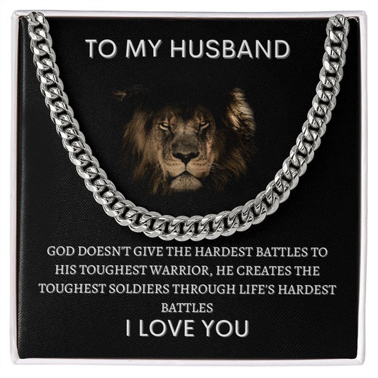To My Husband | Cuban Link Chain - Lion | I Love You