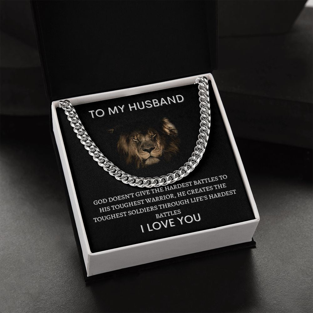 To My Husband Lion Cuban Link Chain Gift 🦁⛓️❤️