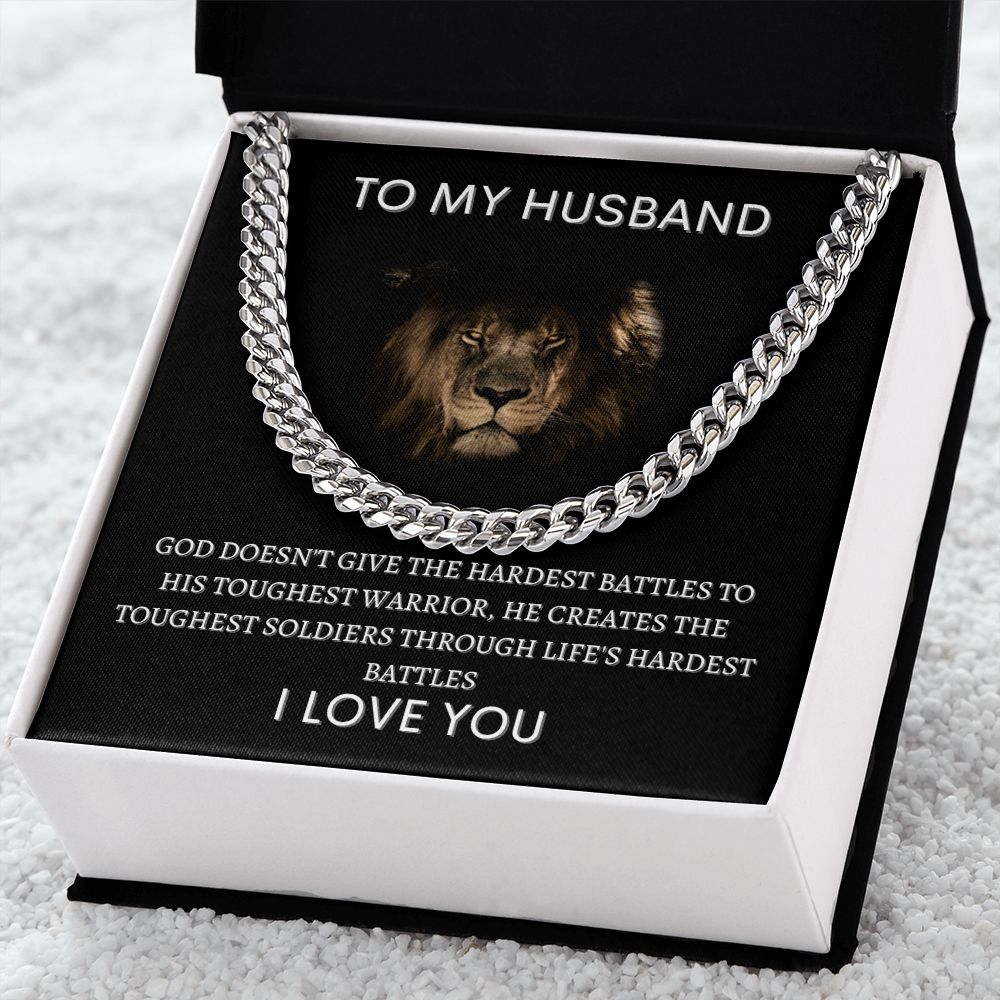 To My Husband Lion Cuban Link Chain Gift 🦁⛓️❤️