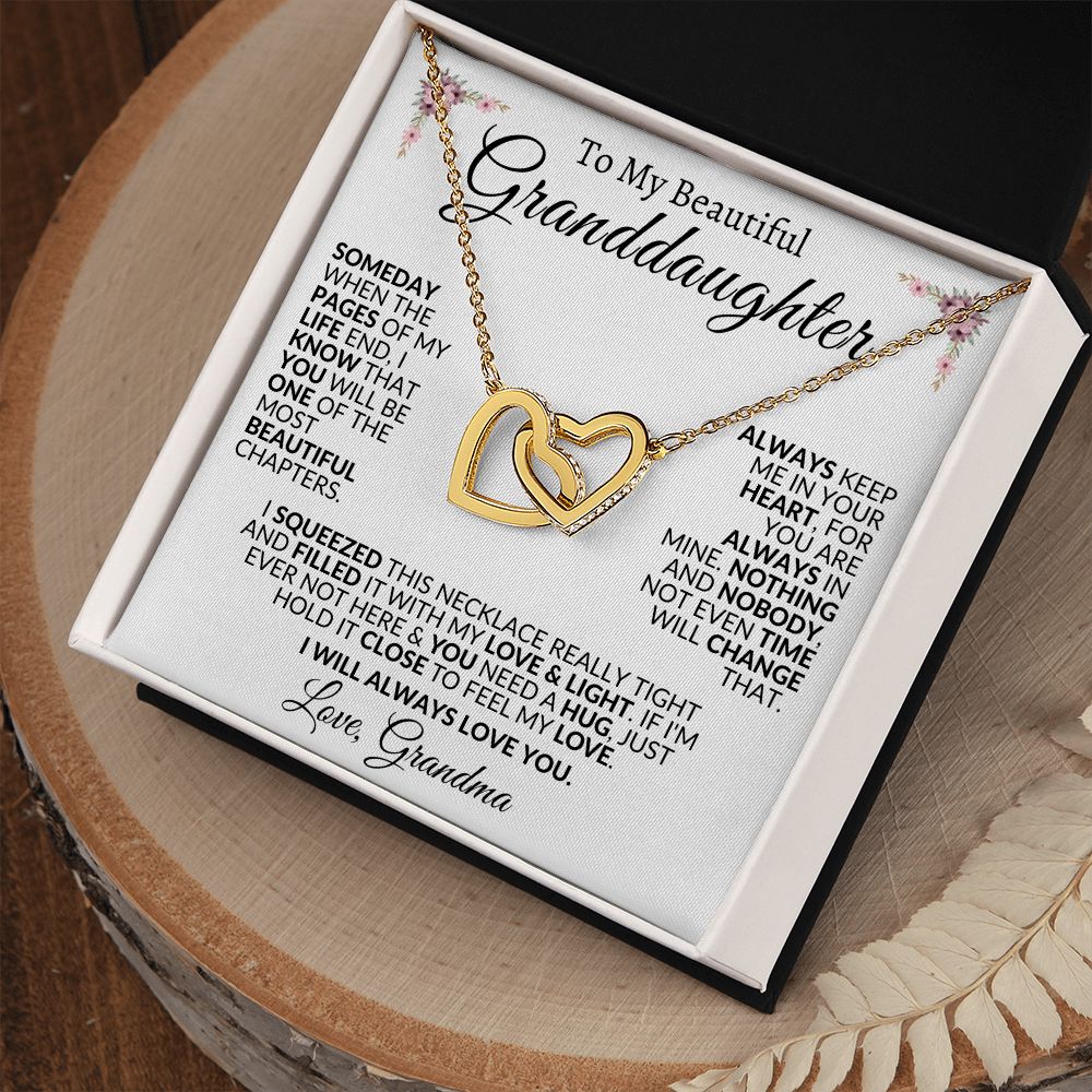 To My Beautiful Granddaughter | Interlocking Hearts Necklace | Love Grandma