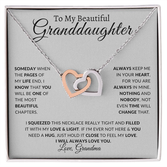 TO MY BEAUTIFUL GRANDDAUGHTER | INTERLOCKING HEARTS | LOVE GRANDMA