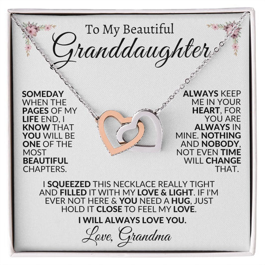 To My Beautiful Granddaughter | Interlocking Hearts Necklace | Love Grandma