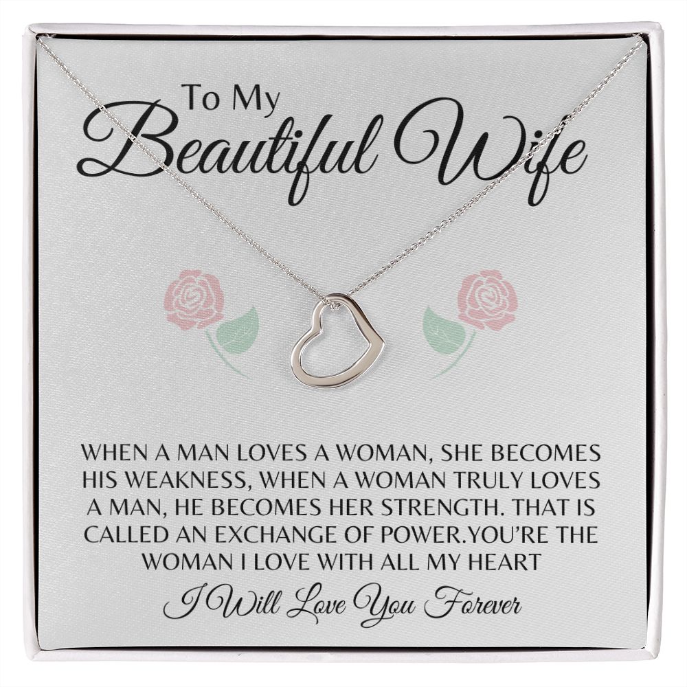 To My Beautiful Wife Delicate Heart Necklace Gift ❤️