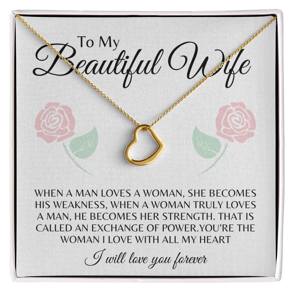 To My Beautiful Wife Delicate Heart Necklace Gift ❤️