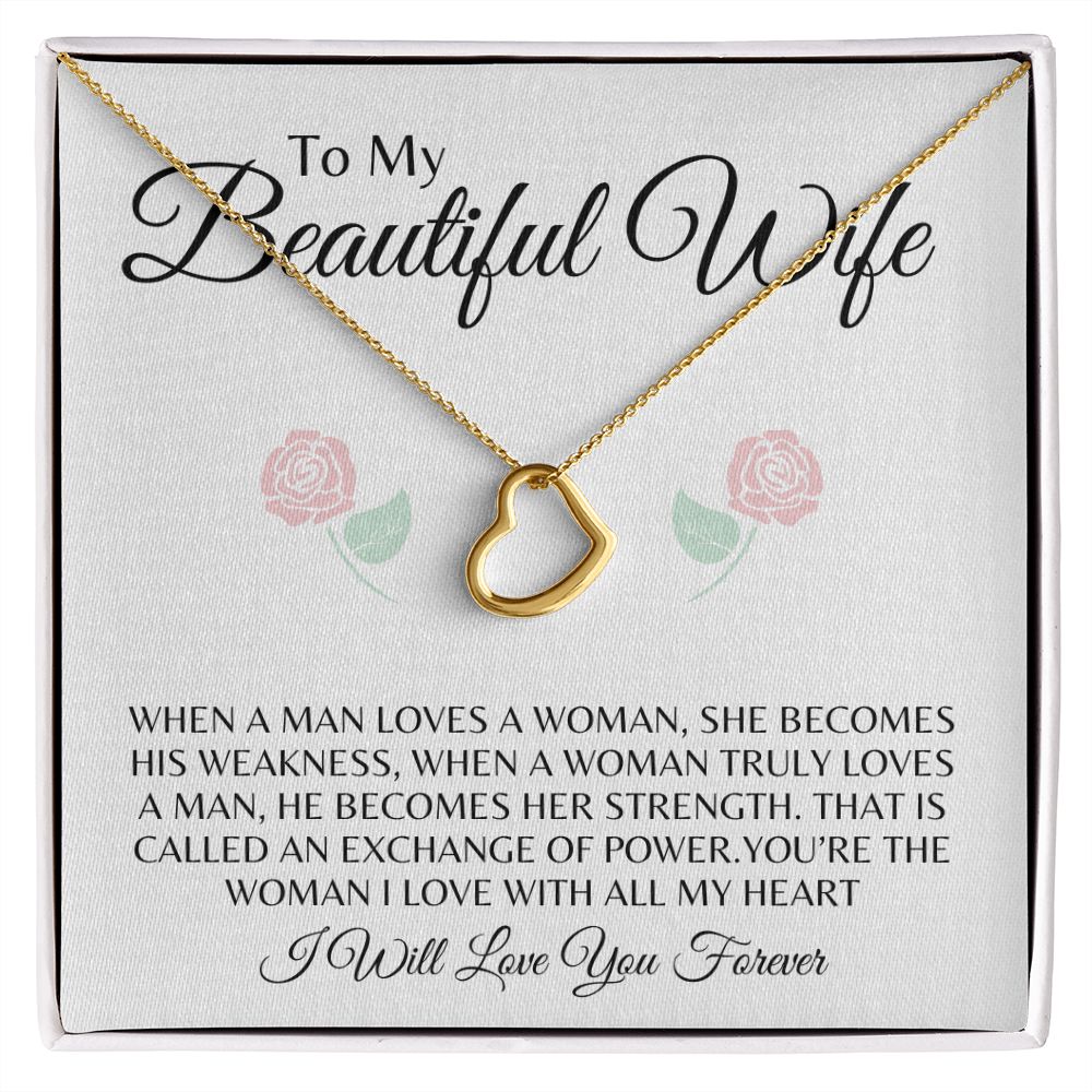To My Beautiful Wife Delicate Heart Necklace Gift ❤️