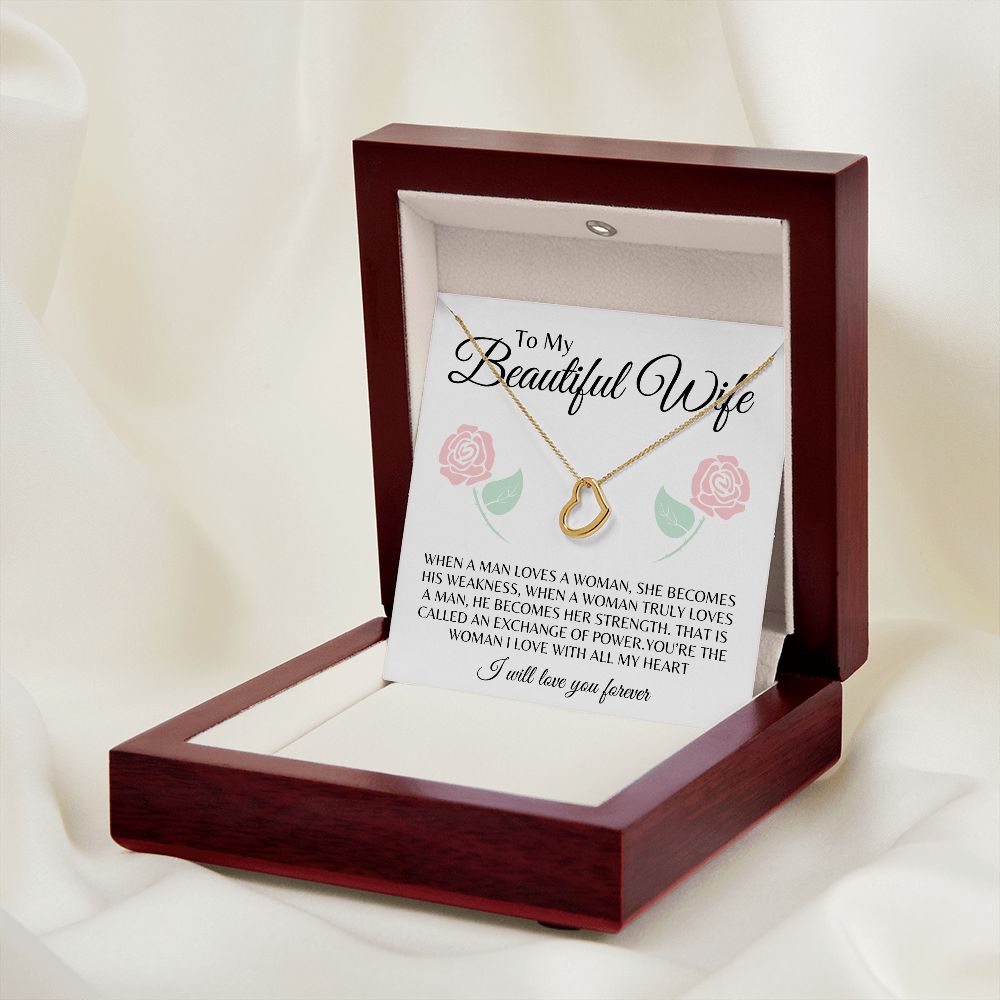 To My Beautiful Wife Delicate Heart Necklace Gift ❤️