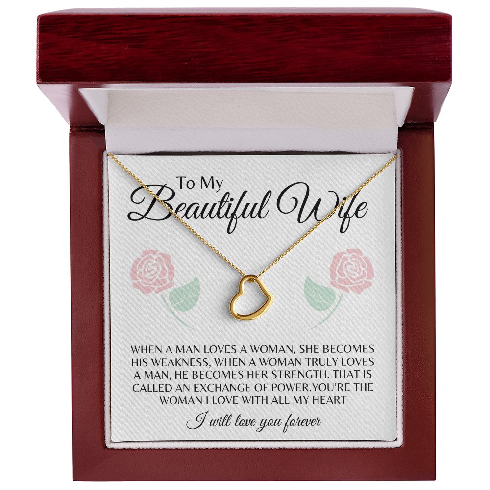 To My Beautiful Wife Delicate Heart Necklace Gift ❤️