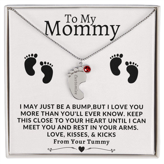 To My Mommy | Engraved Baby Feet with Birthstone | From Your Tummy