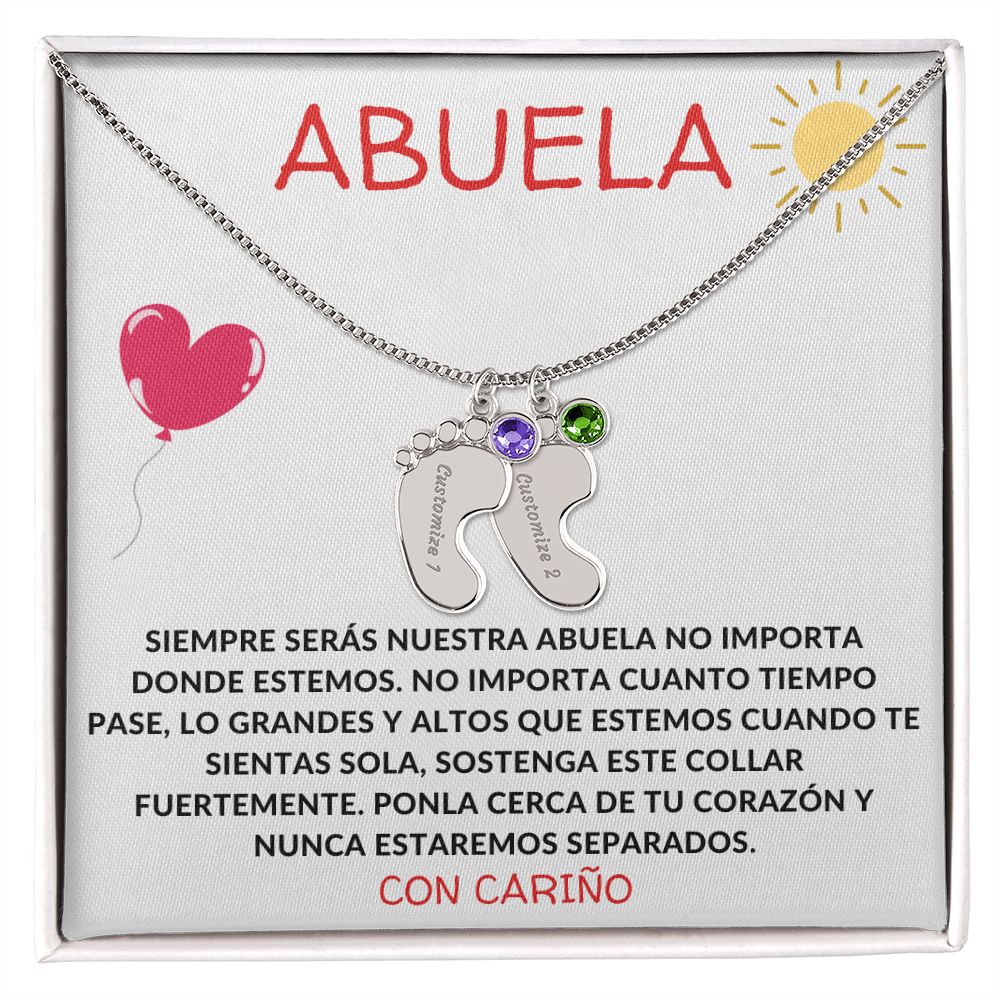 Abuela | Engraved Baby Feet w/ Birthstones | Con Carino
