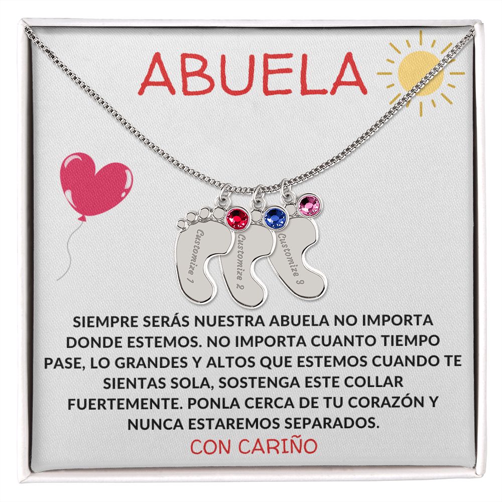 Abuela | Engraved Baby Feet w/ Birthstones | Con Carino