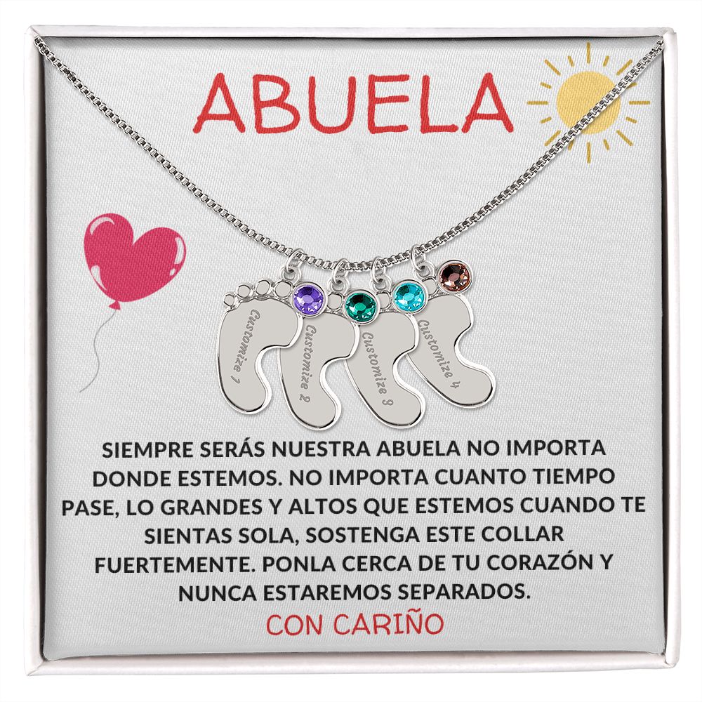Abuela | Engraved Baby Feet w/ Birthstones | Con Carino