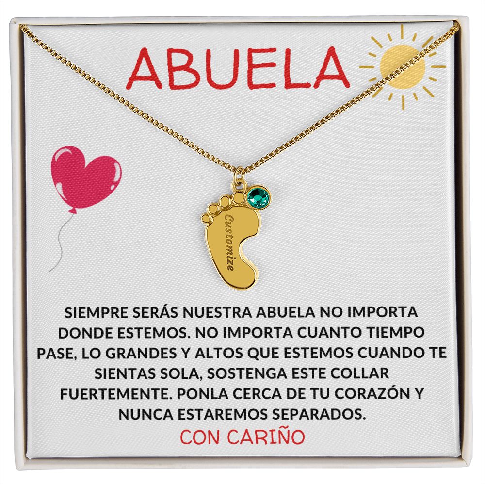 Abuela | Engraved Baby Feet w/ Birthstones | Con Carino