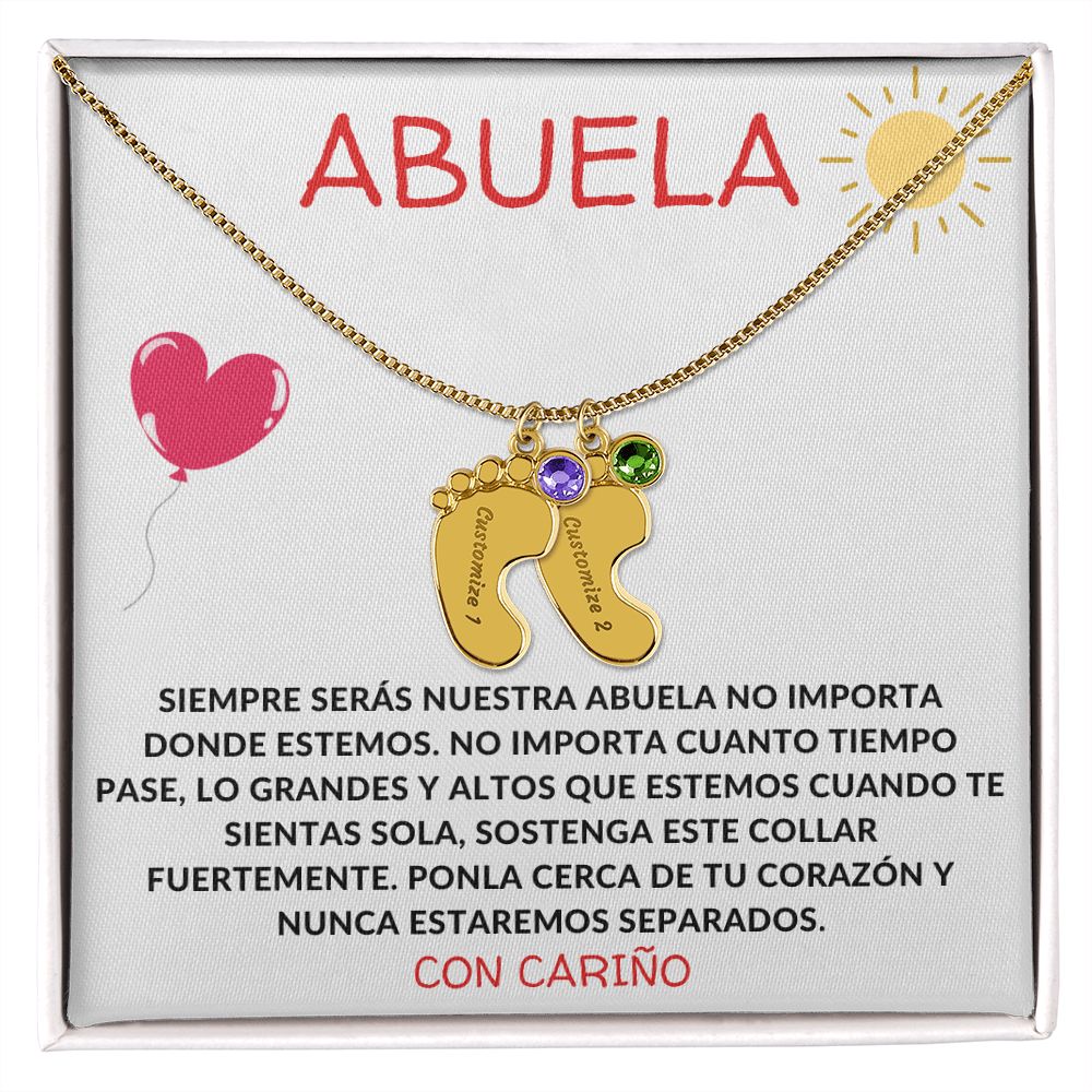 Abuela | Engraved Baby Feet w/ Birthstones | Con Carino