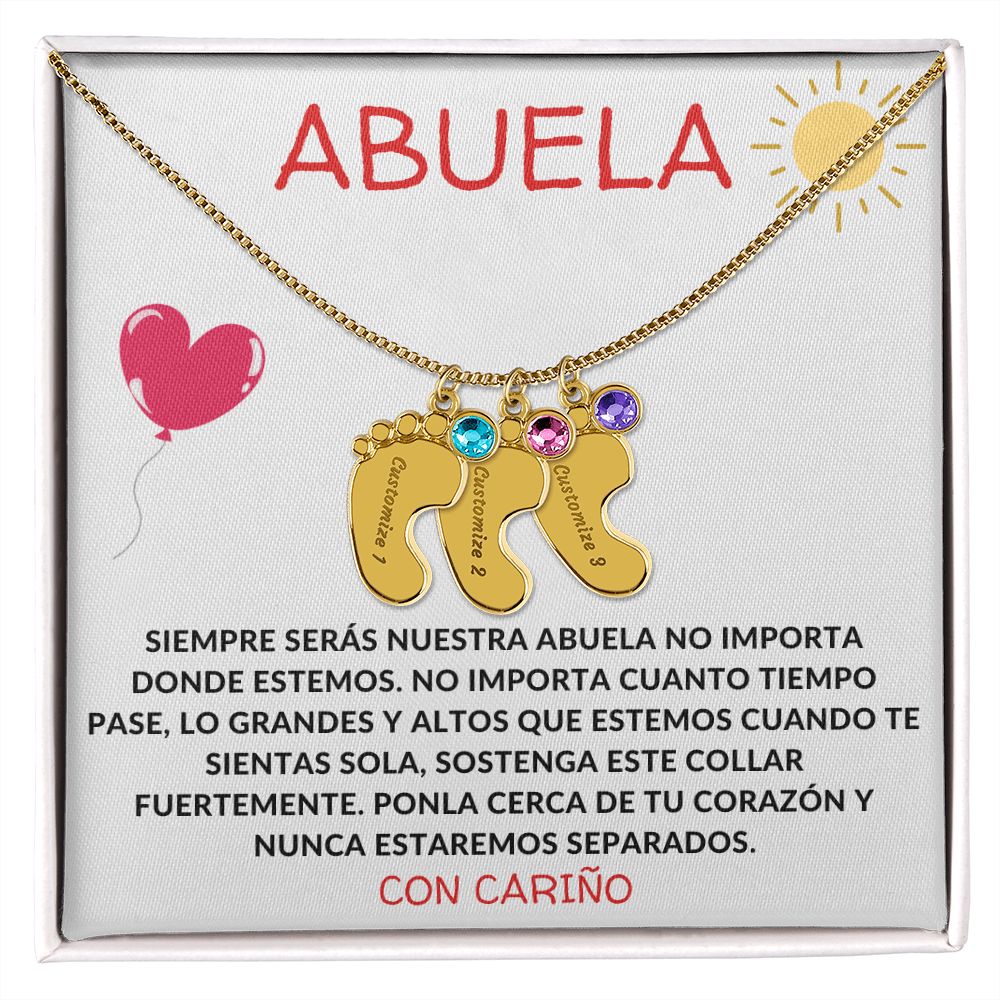 Abuela | Engraved Baby Feet w/ Birthstones | Con Carino