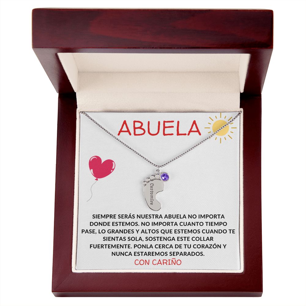 Abuela | Engraved Baby Feet w/ Birthstones | Con Carino
