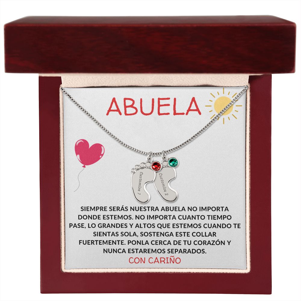Abuela | Engraved Baby Feet w/ Birthstones | Con Carino