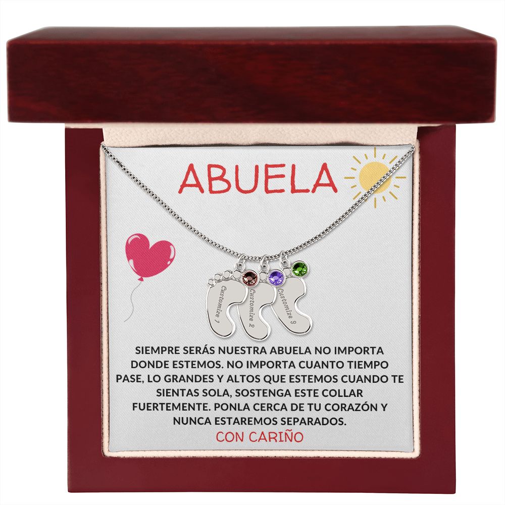 Abuela | Engraved Baby Feet w/ Birthstones | Con Carino