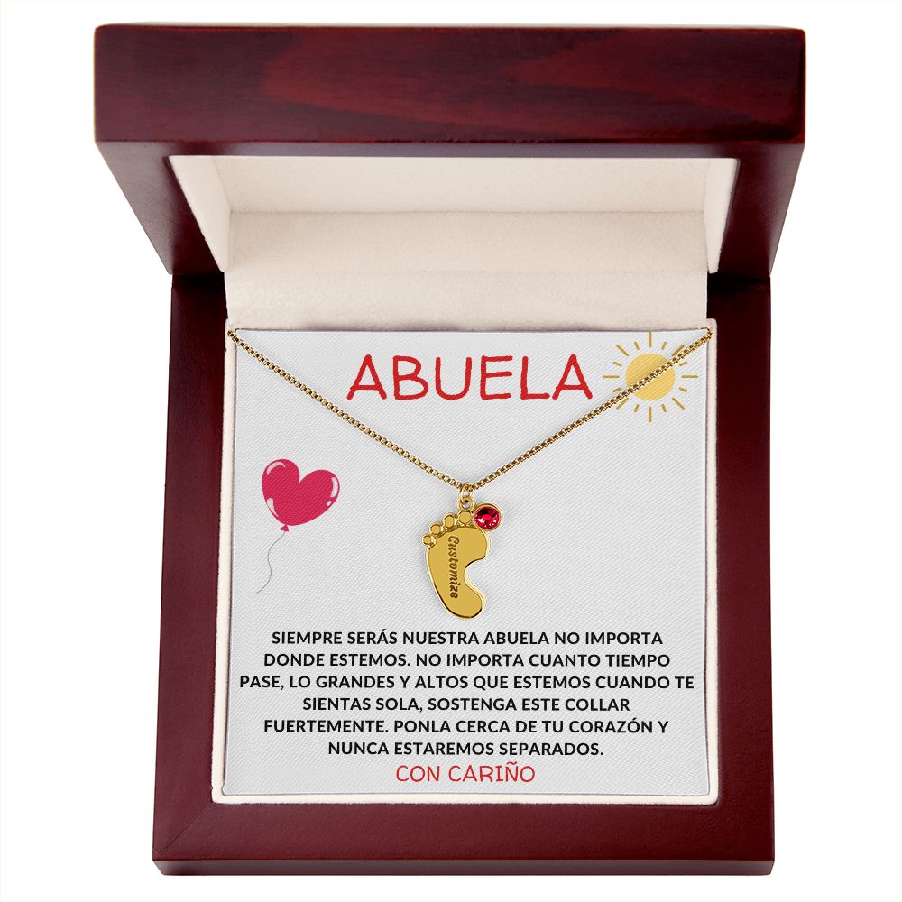 Abuela | Engraved Baby Feet w/ Birthstones | Con Carino
