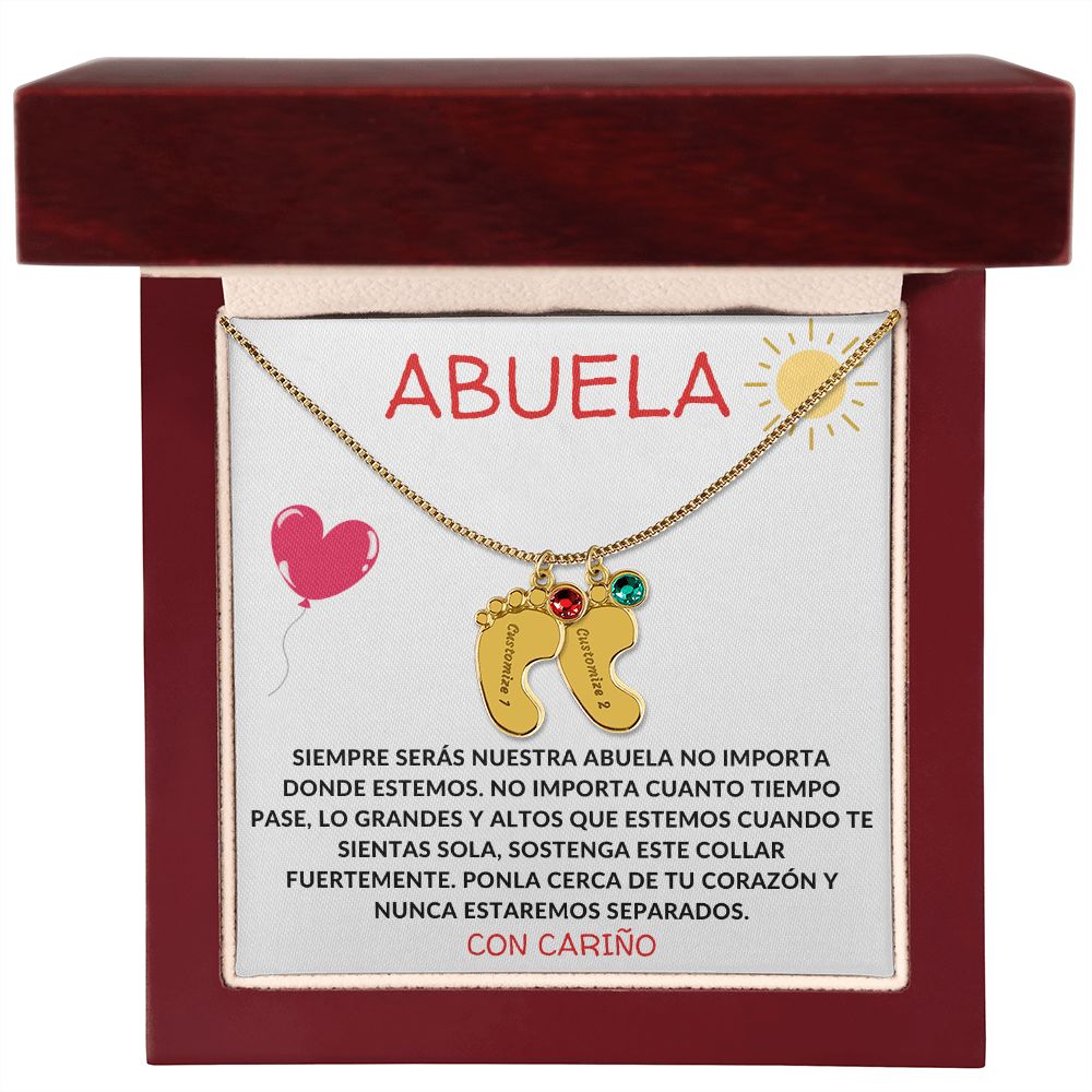 Abuela | Engraved Baby Feet w/ Birthstones | Con Carino