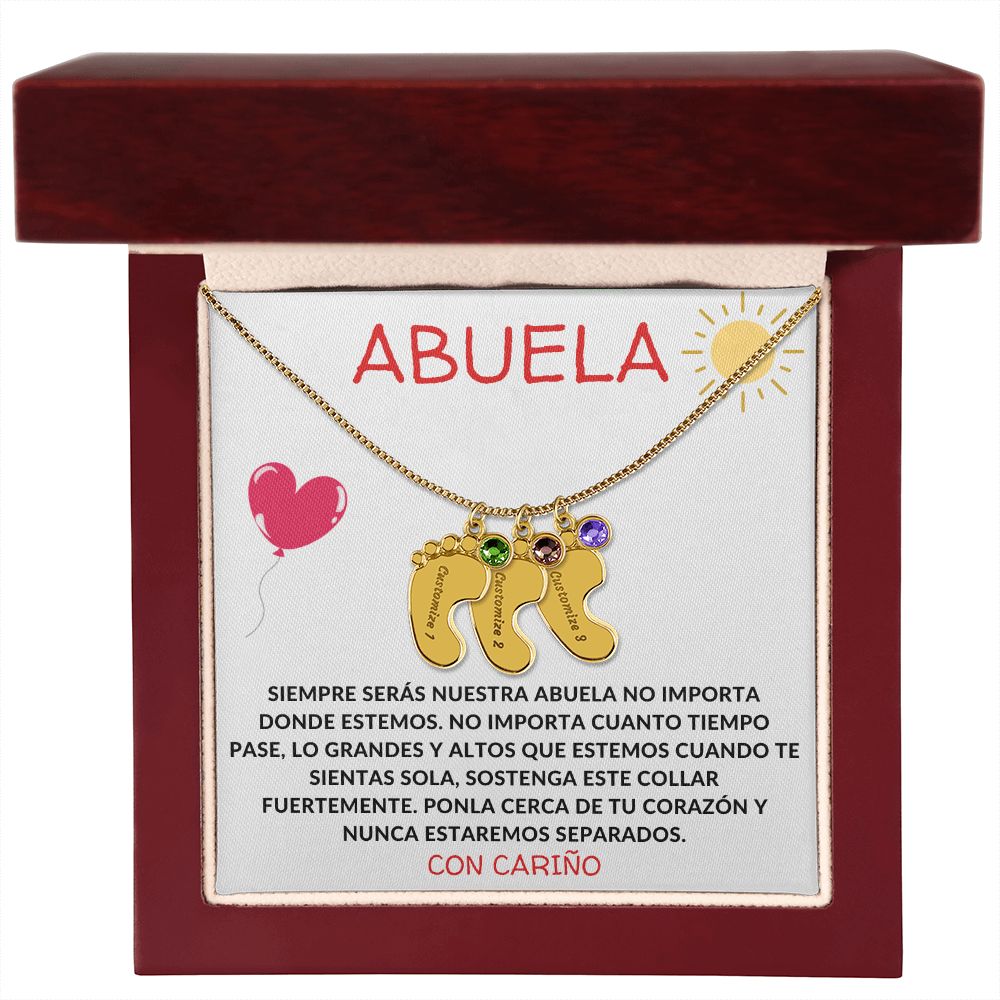 Abuela | Engraved Baby Feet w/ Birthstones | Con Carino