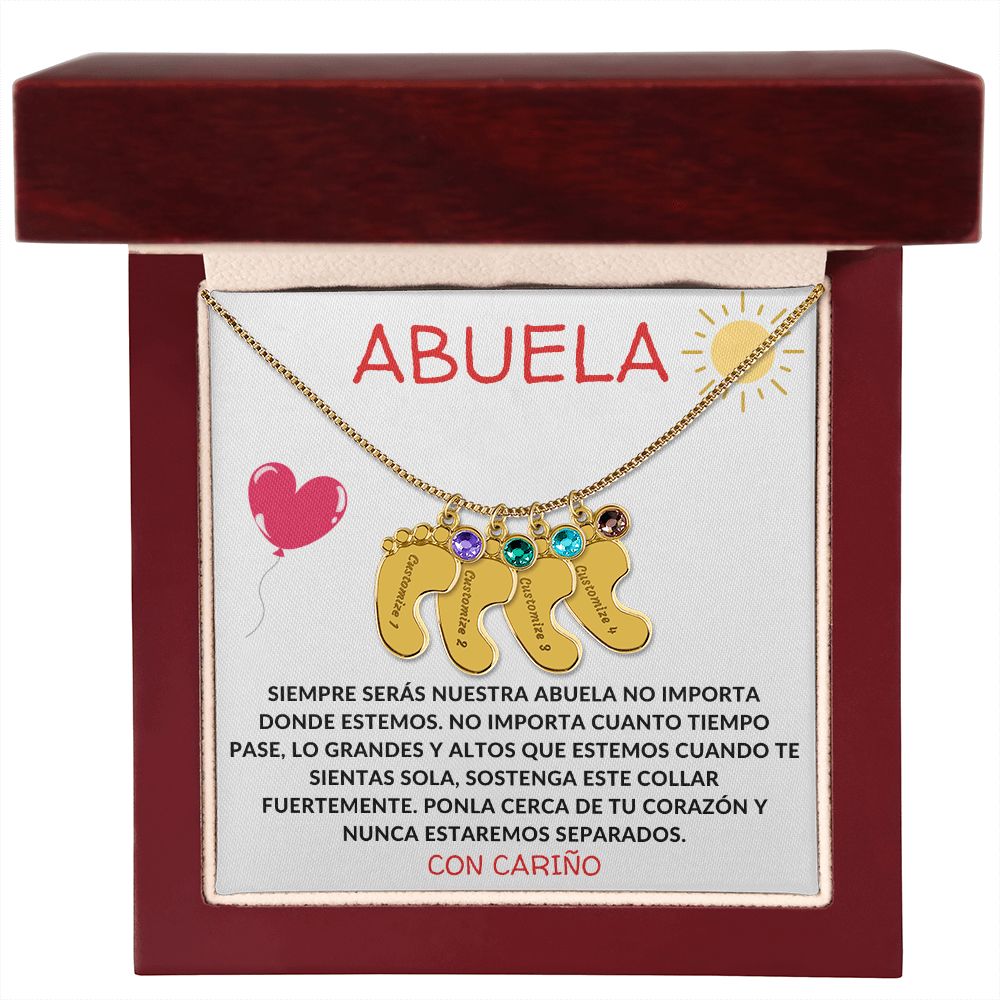 Abuela | Engraved Baby Feet w/ Birthstones | Con Carino
