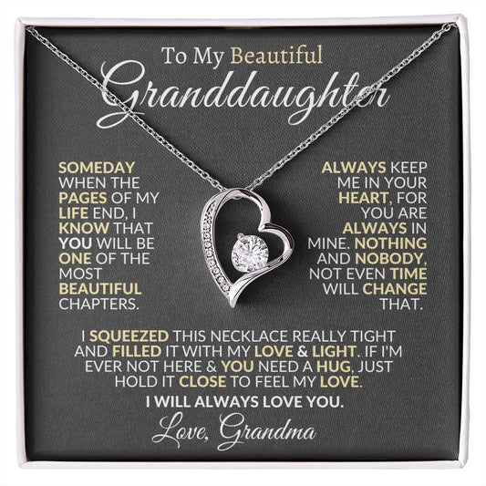 To My Beautiful Granddaughter | Forever Love Necklace | I Will Always Love You | From Grandma