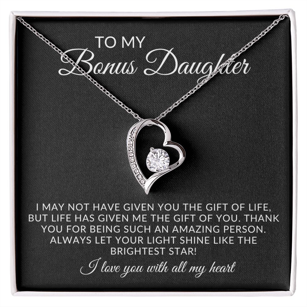 To My Bonus Daughter Forever Love Necklace Gift