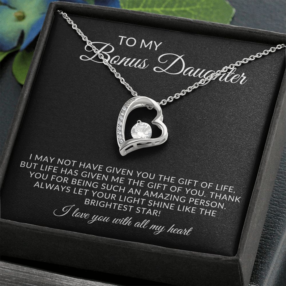To My Bonus Daughter Forever Love Necklace Gift