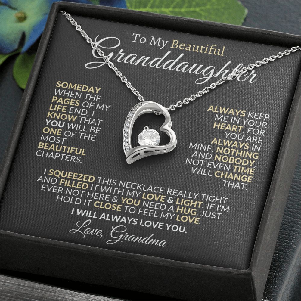 To My Beautiful Granddaughter Forever Love Necklace From Grandma