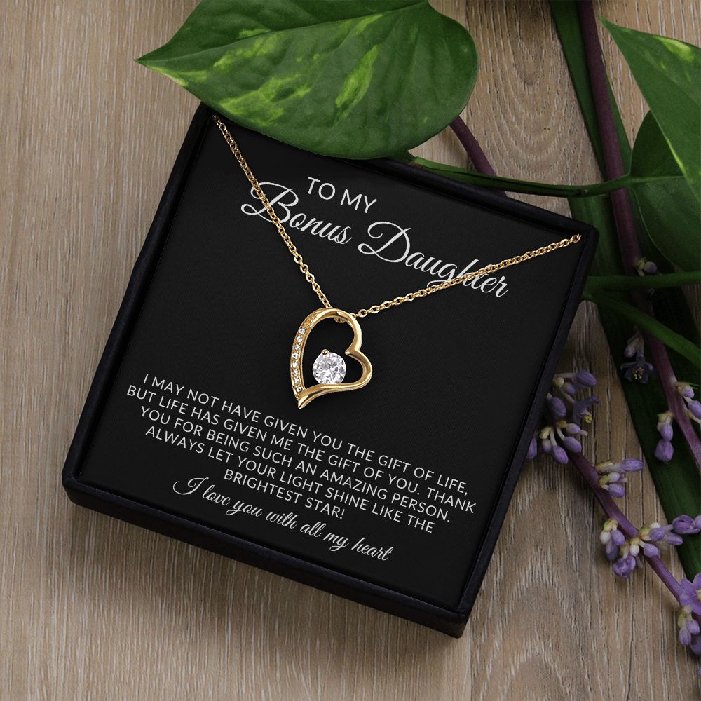 To My Bonus Daughter Forever Love Necklace Gift