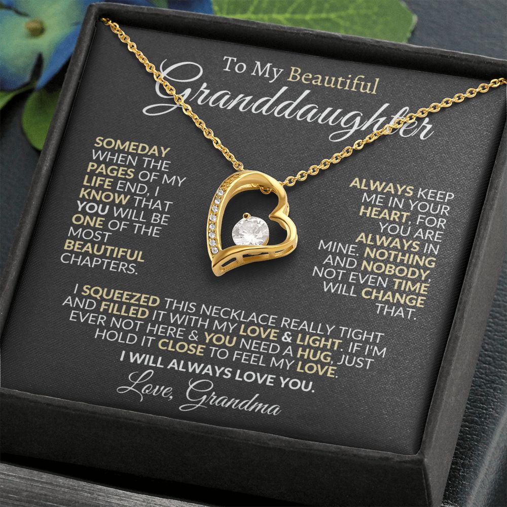 To My Beautiful Granddaughter Forever Love Necklace From Grandma
