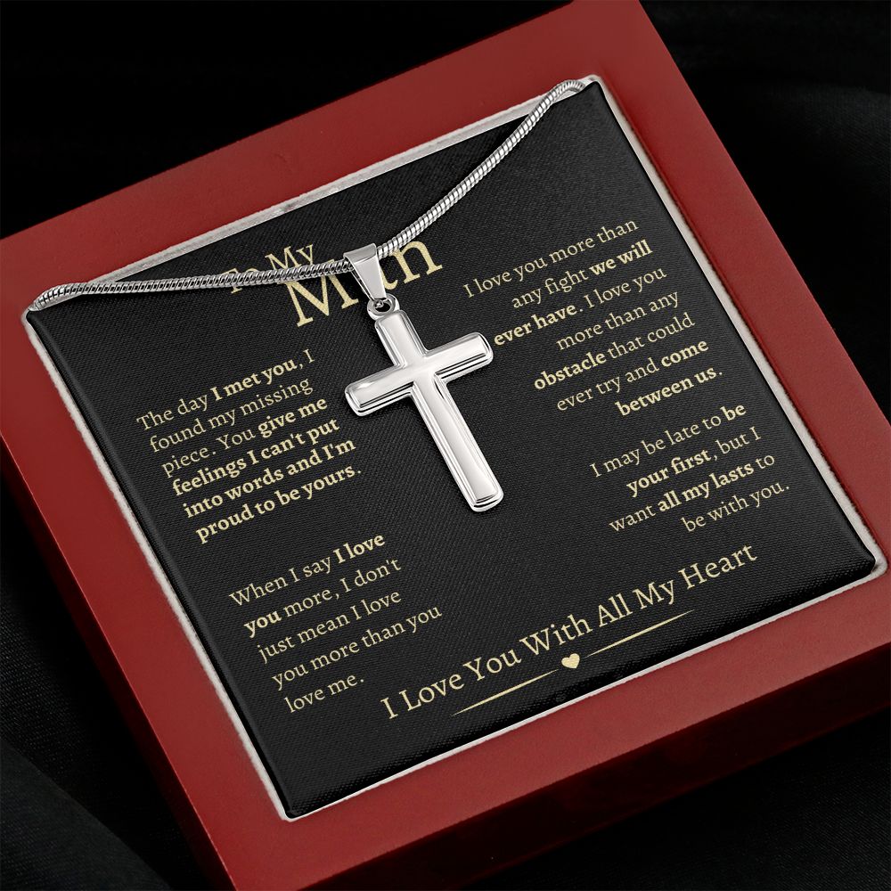 To My Man |  Stainless Steel Cross Necklace | I Love You With All My Heart