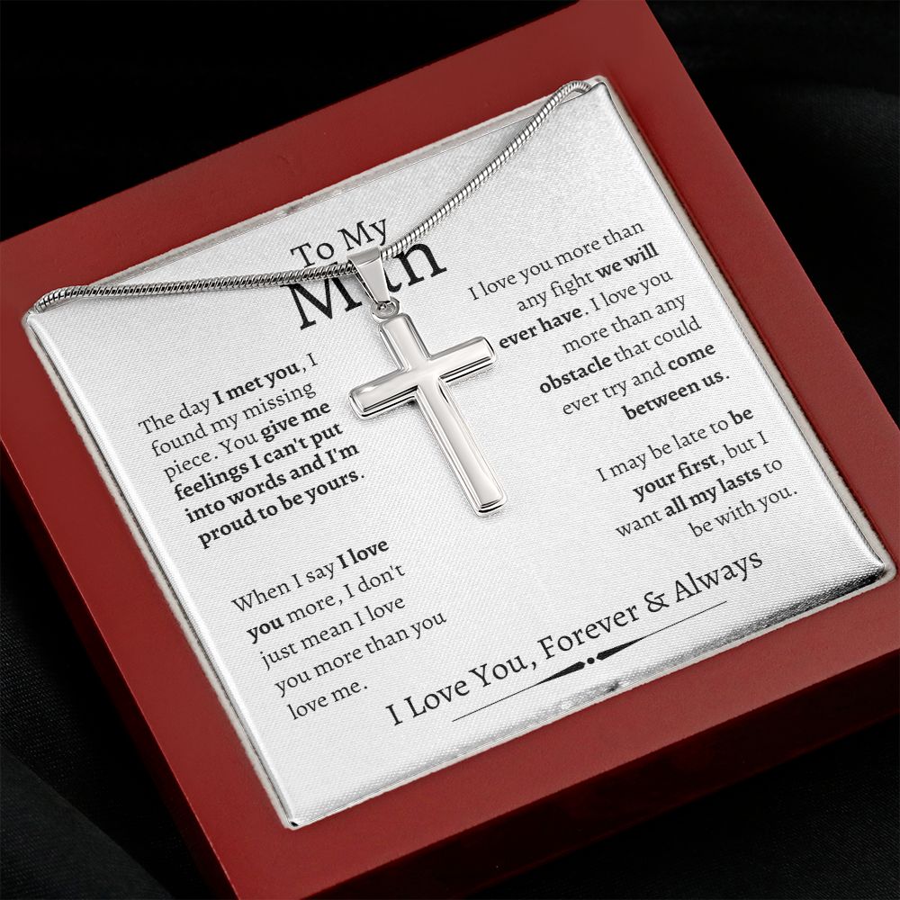 To My Man | Stainless Steel Cross Necklace | I Love You, Forever & Always